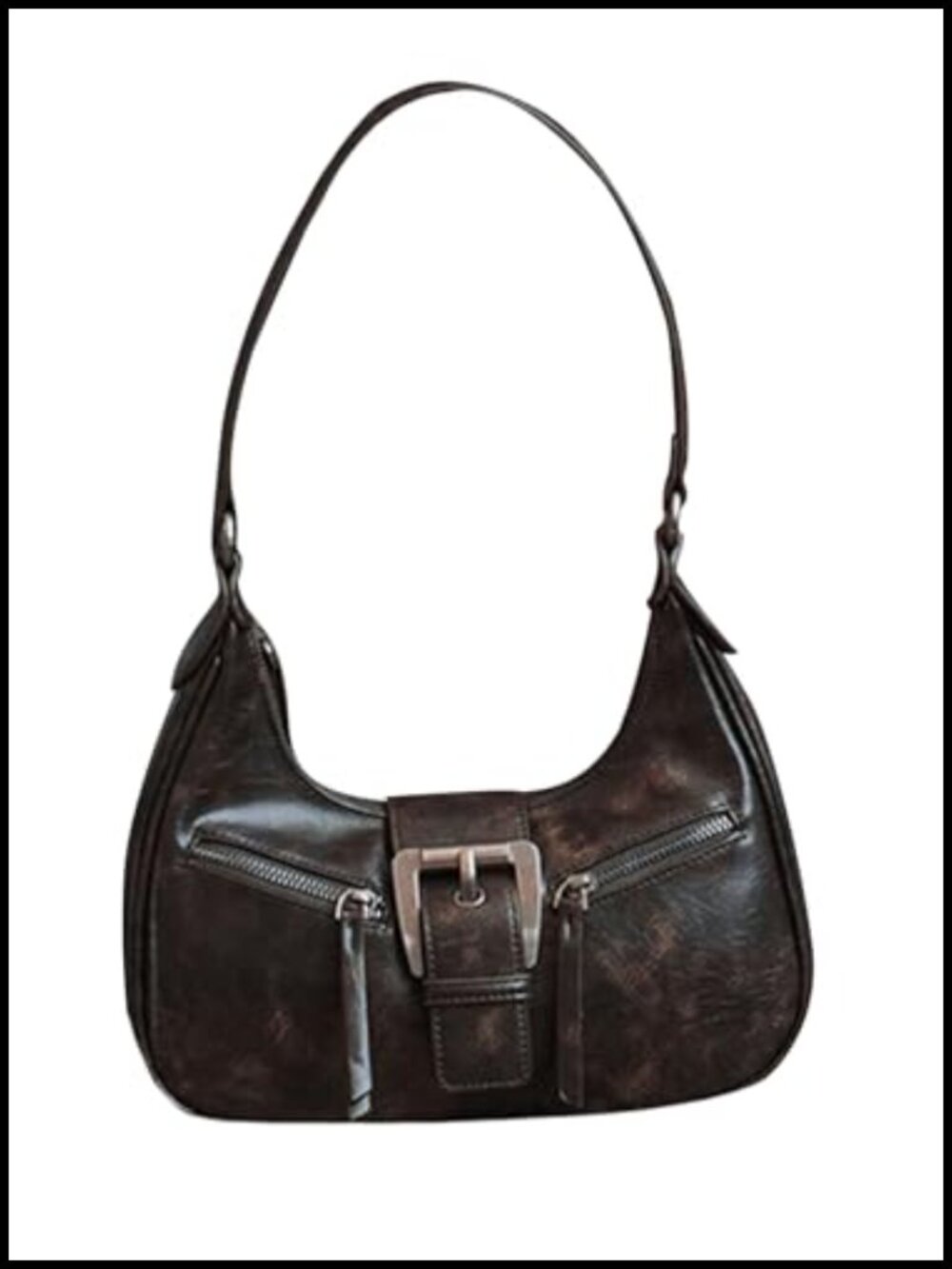 Verdusa Women's Faux Leather Buckle Zipper Vintage Handbag